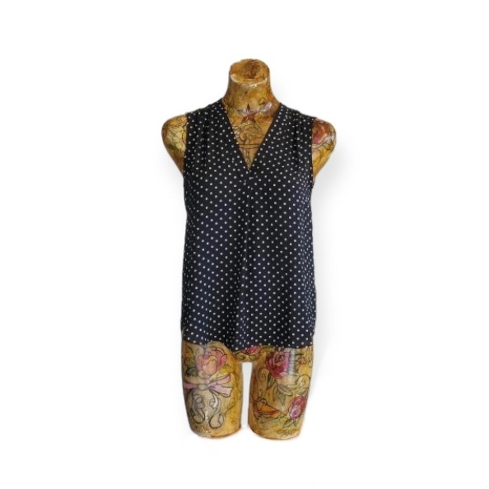 Vince Camuto sleeveless top black white polka dots XS